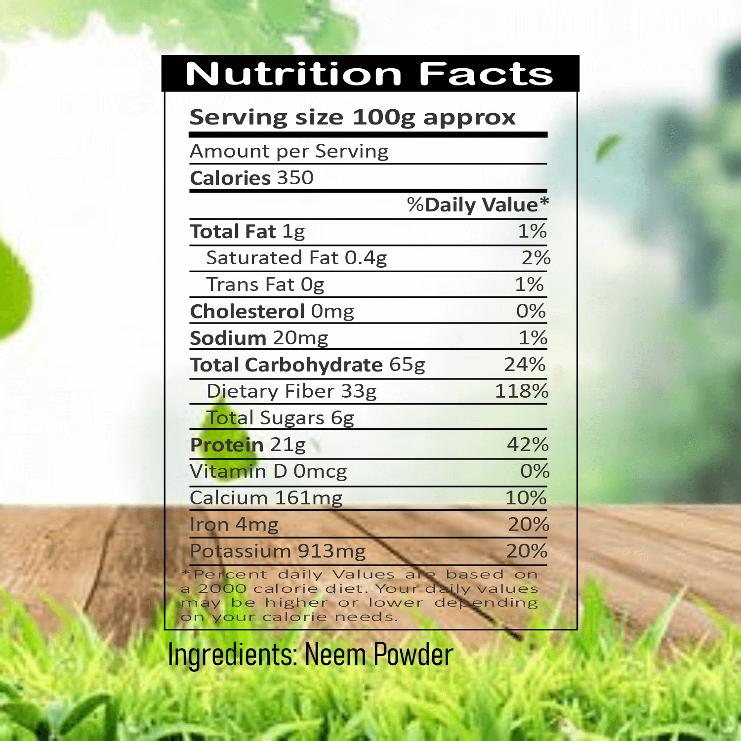 Vedahillz Neem Powder Made from Carefully Selected Neem Leaves